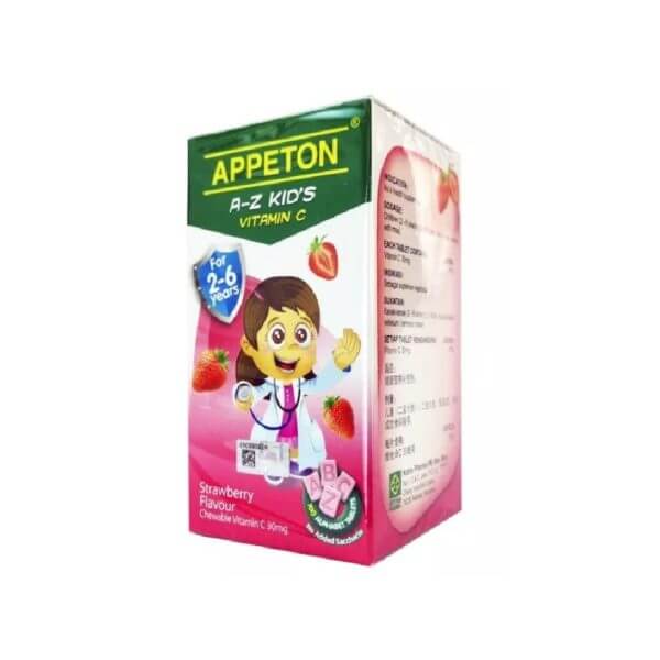 Appeton Kids Vitamin C 30mg Strawberry 2-6 Years Old 100s
